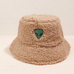 NEW Alien Embroidered Y2K Teddy Bear Sherpa Fuzzy Bucket Hat